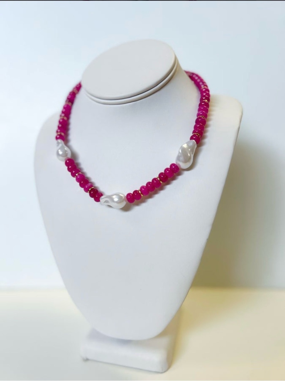 new Treasure Jewels Pearl Pink Gemstone Necklace N46